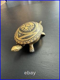 Stunning Rare Vintage Wind Up Hotel Turtle Bell Boj Eibar Spain Brass Works