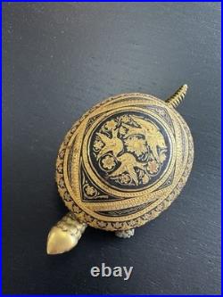 Stunning Rare Vintage Wind Up Hotel Turtle Bell Boj Eibar Spain Brass Works