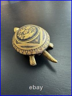 Stunning Rare Vintage Wind Up Hotel Turtle Bell Boj Eibar Spain Brass Works