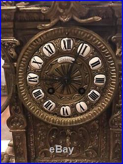 Stunning Solid Brass Japy Freres Clock Strikes On A Bell