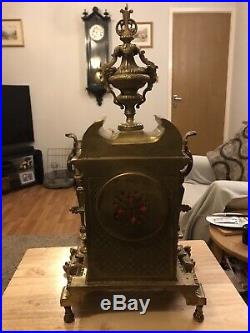 Stunning Solid Brass Japy Freres Clock Strikes On A Bell