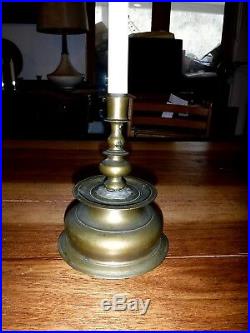 Sublime 17thC LOW BELL Period Antique Brass Candlestick Touchmarked HANS DORSCH