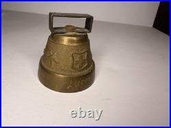 Swiss Brass Cow Bell Vintage W Lucerne On It Made In Switzerland 1 3/4 Tall