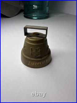 Swiss Brass Cow Bell Vintage W Lucerne On It Made In Switzerland 1 3/4 Tall