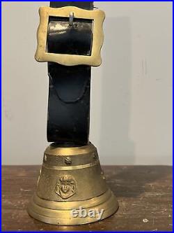Swiss Bronze COW BELL #12 Foundry Mark Leather Belt Antique