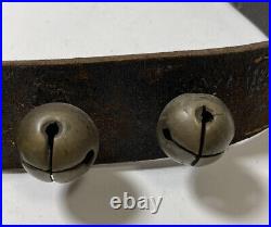 Swiss Sleigh Bells 3 Bronze Bells 4 Brass Bells Leather Strap ca. 1890 Antique