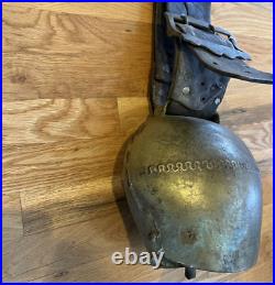 Switzerland Brass Cow Bell, Vintage Antique 27 Leather Strap 8 Bell 4lb Video