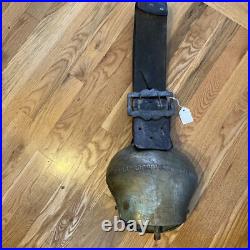 Switzerland Brass Cow Bell, Vintage Antique 27 Leather Strap 8 Bell 4lb Video