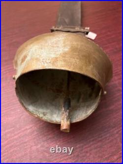 Switzerland Brass Cow Bell, Vintage Antique 27 Leather Strap 8 Bell 4lb Video