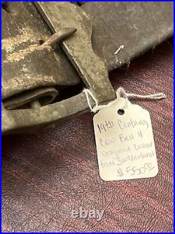Switzerland Brass Cow Bell, Vintage Antique 27 Leather Strap 8 Bell 4lb Video