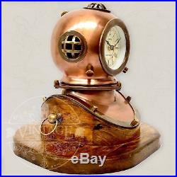 Table Clock Divers Helmet Brass Copper Diving Bell Helmet with Working Clock