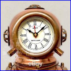 Table Clock Divers Helmet Brass Copper Diving Bell Helmet with Working Clock