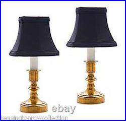 Table Lamps Pair Of Warwickshire Antique Brass Mini Lamps With Black Shades