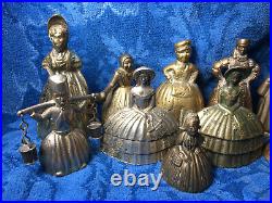 Tea Hand Bells Victorian Southern Belle Brass Lady Unique Lot