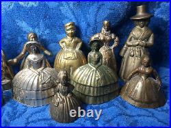 Tea Hand Bells Victorian Southern Belle Brass Lady Unique Lot