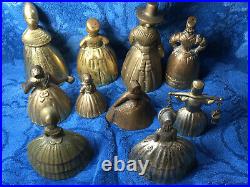 Tea Hand Bells Victorian Southern Belle Brass Lady Unique Lot