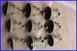 Temple Hanging Brass Home Décor Bells Old 9 Vintage Collectible Item Handmade