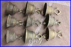 Temple Hanging Brass Home Décor Bells Old 9 Vintage Collectible Item Handmade