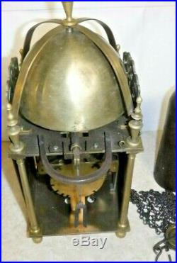 Tho. Moore Ipswich Brass Lantern Clock Top Bell One Weight Single Hand