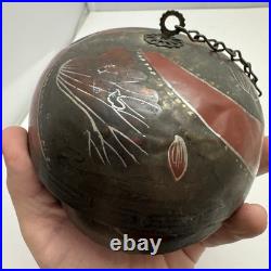 Three Graduated Temple Bells Japanese Or Chinese Metal Hanging Set Needs Repair
