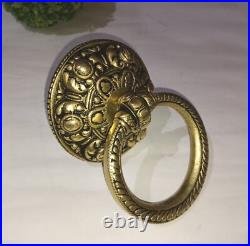 Tibetan Theme Unique Door Bell Brass Filigree Design Door Knocker Home Dec GTX