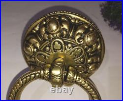 Tibetan Theme Unique Door Bell Brass Filigree Design Door Knocker Home Dec GTX
