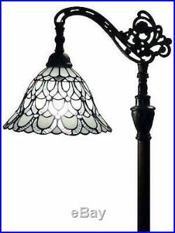 Tiffany Floor Lamp Arched 62 Glass White Peacock Feathers Antique Vintage Light