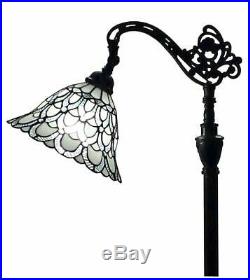 Tiffany Floor Lamp Arched 62 Glass White Peacock Feathers Antique Vintage Light