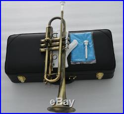Top New Antique Bb Trumpet Horn 2pc mouthpiece Leather Case 4-7/8 Bell
