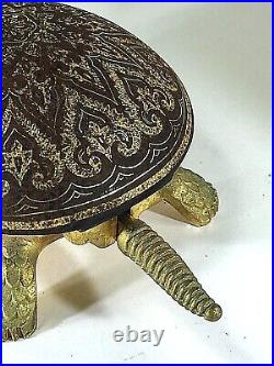 Turtle Call Bell Antique BOJ EIBAR ESPANA \Gold Toned Detailed Engraving Working