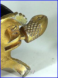 Turtle Call Bell Antique BOJ EIBAR ESPANA \Gold Toned Detailed Engraving Working