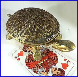Turtle Call Bell Antique BOJ EIBAR ESPANA \Gold Toned Detailed Engraving Working