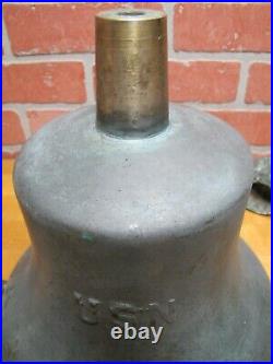 USN UNITED STATES NAVY Old Brass Nickel Bell w Bracket Nautical Ship Boat C-58