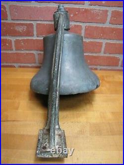 USN UNITED STATES NAVY Old Brass Nickel Bell w Bracket Nautical Ship Boat C-58