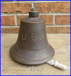 USN, United States Navy, Brass Bell, WWII, with Mounting Bracket