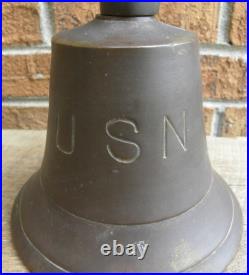 USN, United States Navy, Brass Bell, WWII, with Mounting Bracket