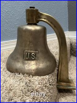 US UNITED STATES NAVY Old Brass Bell with Bracket