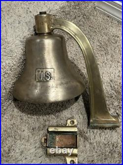 US UNITED STATES NAVY Old Brass Bell with Bracket