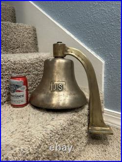 US UNITED STATES NAVY Old Brass Bell with Bracket