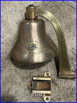 US UNITED STATES NAVY Old Brass Bell with Bracket