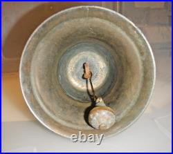 Unique Antique Hand Held Bell Farm/ School Cast Brass 10 Tall 5 1/8 Wide