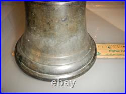 Unique Antique Hand Held Bell Farm/ School Cast Brass 10 Tall 5 1/8 Wide