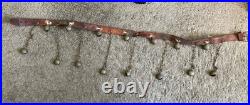 Unique Vintage Dangling Chained 15 Sleigh Bells On Leather Strap 37