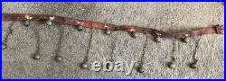 Unique Vintage Dangling Chained 15 Sleigh Bells On Leather Strap 37
