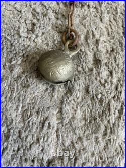 Unique Vintage Dangling Chained 15 Sleigh Bells On Leather Strap 37