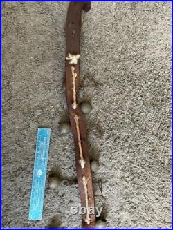 Unique Vintage Dangling Chained 15 Sleigh Bells On Leather Strap 37