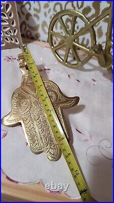 Unlaquered brass vintage Moroccan Khamsa hand door knockers Fatima Khmisa Bells