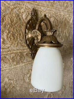 Urban Archaeology Victorian Pullman Wall Sconce Set of Two (2) Antique Brass