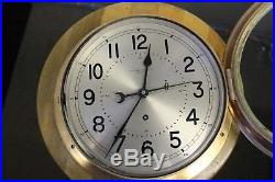 VINTAGE 10in chelsea BRASS NAUTICAL / MARITIME SHIPS BELL CLOCK WithKEY WORKS