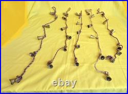 VINTAGE BRASS BELLS ON ROPE SET OF 5-NEVER USE CLEAN 80s-6 BELLS BY UNIT-LOT11